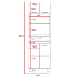 Mueble Microondas Caribe Roble Gris y Blanco 62 cm con Cuatro Puertas, Un Cajón y Entrepaño - Muebles Organizadores | Bylmo