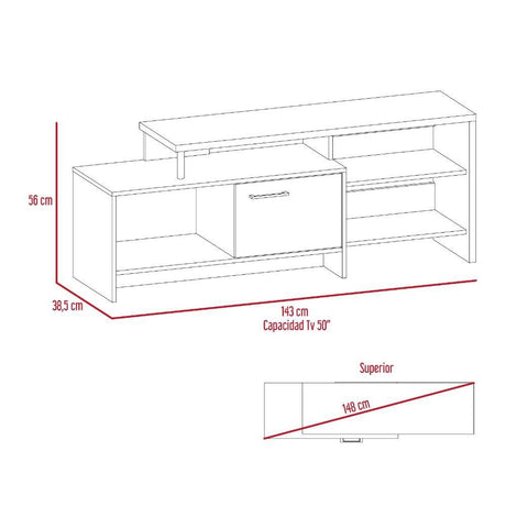Mesa para TV Bengala Rovere 143x56cm Para TV Hasta 49 Pulgadas con Un Cajón - Muebles para TV | Bylmo
