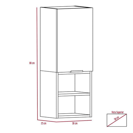 Gabinete de Baño Jules Rovere 30x80cm Rectangular sin Espejo y con Dos Entrepaños - Gabinetes | Bylmo