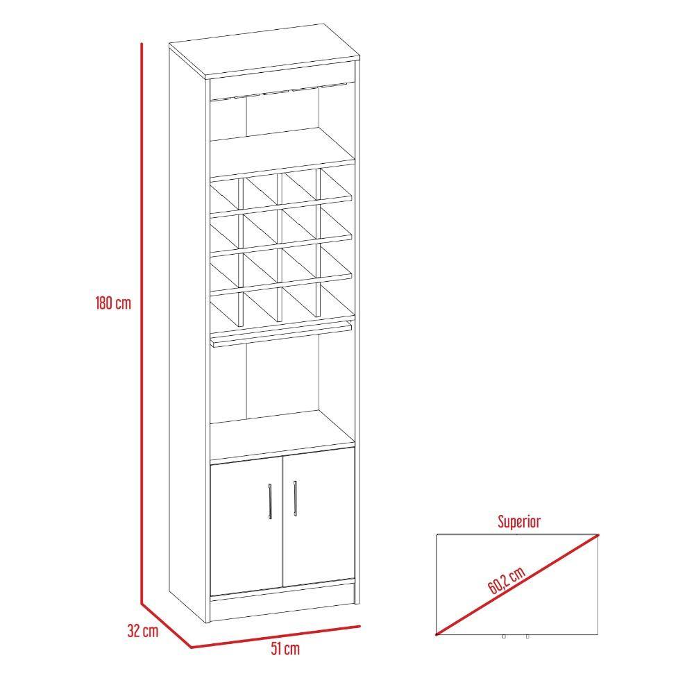 Bar Beijing Wengue 51x180cm con Un Cajón y con Dieciséis Portabotellas - Bares | Bylmo