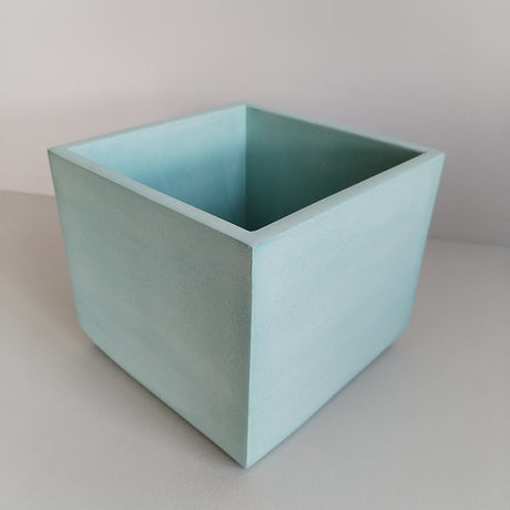 Matera de mesa Eloisa Aguamarina 15x15cm de Cemento Cuadrado de 3.4 Litros - Jardineria | Bylmo