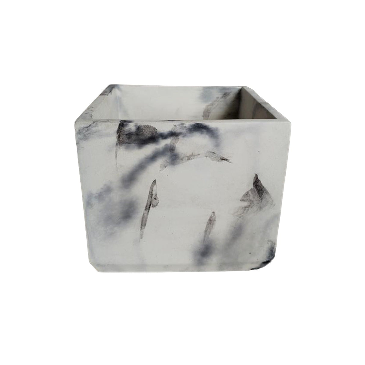 Matera de mesa Eloisa Mármol Negro 15x15cm de Cemento Cuadrado de 3.4 Litros - Jardineria | Bylmo