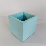 Matera de mesa Eloisa Petty Aguamarina 12x12cm de Cemento Cuadrado de 1.7 Litros - Jardineria | Bylmo