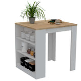 Mesa Auxiliar de Cocina Tanna Blanco y Duna 79x91.3cm con Dos Entrepaños y con Tres Comportamientos - Muebles Organizadores | Bylmo