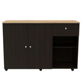 Barra de Cocina Victoria Wengue 136x92cm con Tres Entrepaños y Seis Compartimientos - Muebles Organizadores | Bylmo