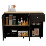Barra de Cocina Victoria Wengue 136x92cm con Tres Entrepaños y Seis Compartimientos - Muebles Organizadores | Bylmo