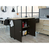 Barra de Cocina Victoria Wengue 136x92cm con Tres Entrepaños y Seis Compartimientos - Muebles Organizadores | Bylmo
