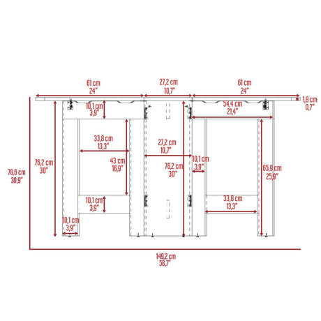 Mesa Auxiliar Gateleg Blanco 60x79cm Rectangular Plegable - Mesas Auxiliares | Bylmo
