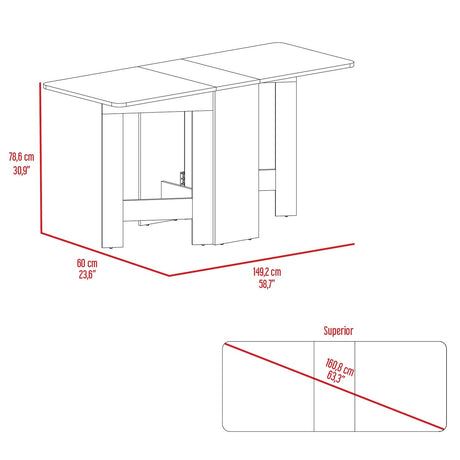Mesa Auxiliar Gateleg Blanco 60x79cm Rectangular Plegable - Mesas Auxiliares | Bylmo