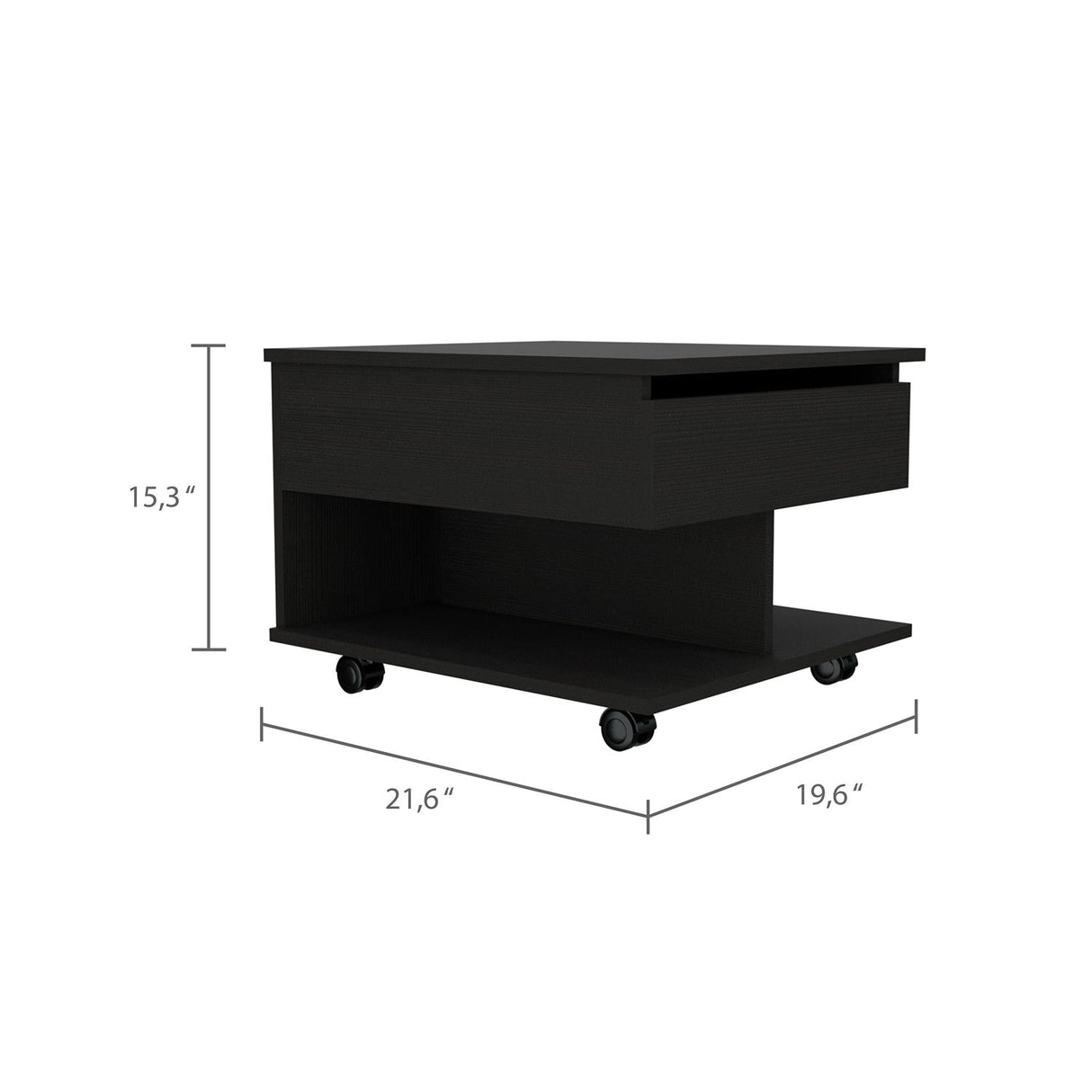Mesa Auxiliar Luanda Wengue 55 cm Rectangular Extensible con Rodachines - Mesas Auxiliares | Bylmo