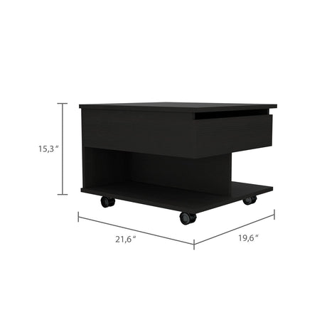 Mesa Auxiliar Luanda Wengue 55 cm Rectangular Extensible con Rodachines - Mesas Auxiliares | Bylmo