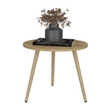 Mesa Auxiliar Narvik Macadamia 48 cm Redonda con Patas de Madera - Mesas Auxiliares | Bylmo