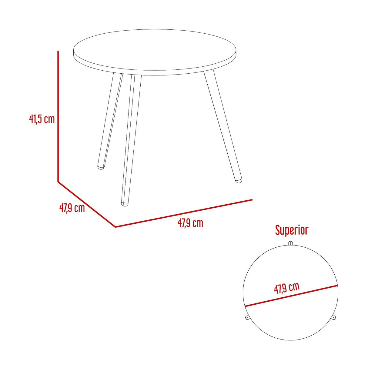 Mesa Auxiliar Narvik Macadamia 48 cm Redonda con Patas de Madera - Mesas Auxiliares | Bylmo