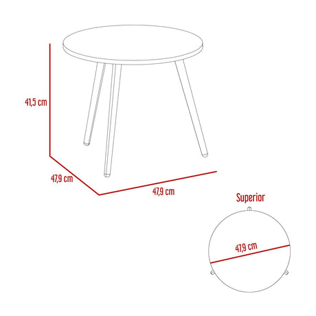 Mesa Auxiliar Narvik Macadamia 48 cm Redonda con Patas de Madera - Mesas Auxiliares | Bylmo