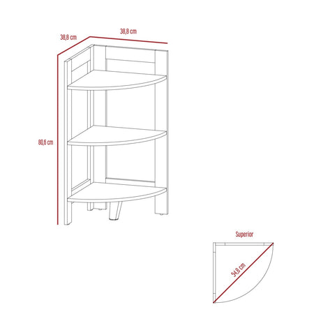 Mesa Auxiliar RIGA Macadamia 39 cm Rectangular Arqueado Esquinera con Tres Entrepaños - Mesas Auxiliares | Bylmo