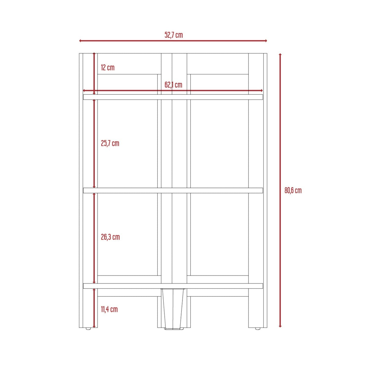 Mesa Auxiliar RIGA Wengue 39 cm Rectangular Arqueado Esquinera con Tres Entrepaños - Mesas Auxiliares | Bylmo