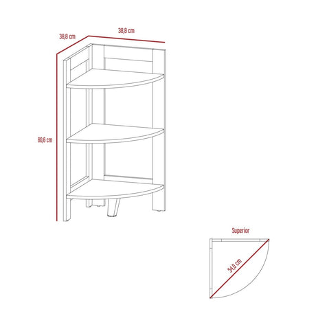 Mesa Auxiliar RIGA Wengue 39 cm Rectangular Arqueado Esquinera con Tres Entrepaños - Mesas Auxiliares | Bylmo