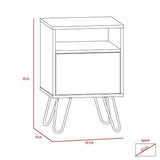 Mesa de Noche Wengue Miel y Plomo 40 cm con Una Puerta - Mesas | Bylmo