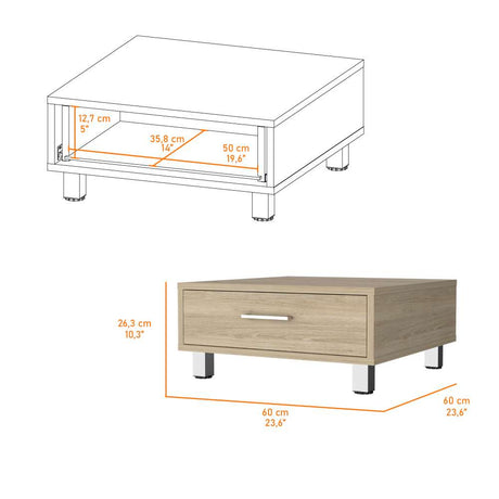 Mesa de Centro Beijing Rovere 60x26.3cm Rectangular con Patas y con Compartimientos - Mesas | Bylmo