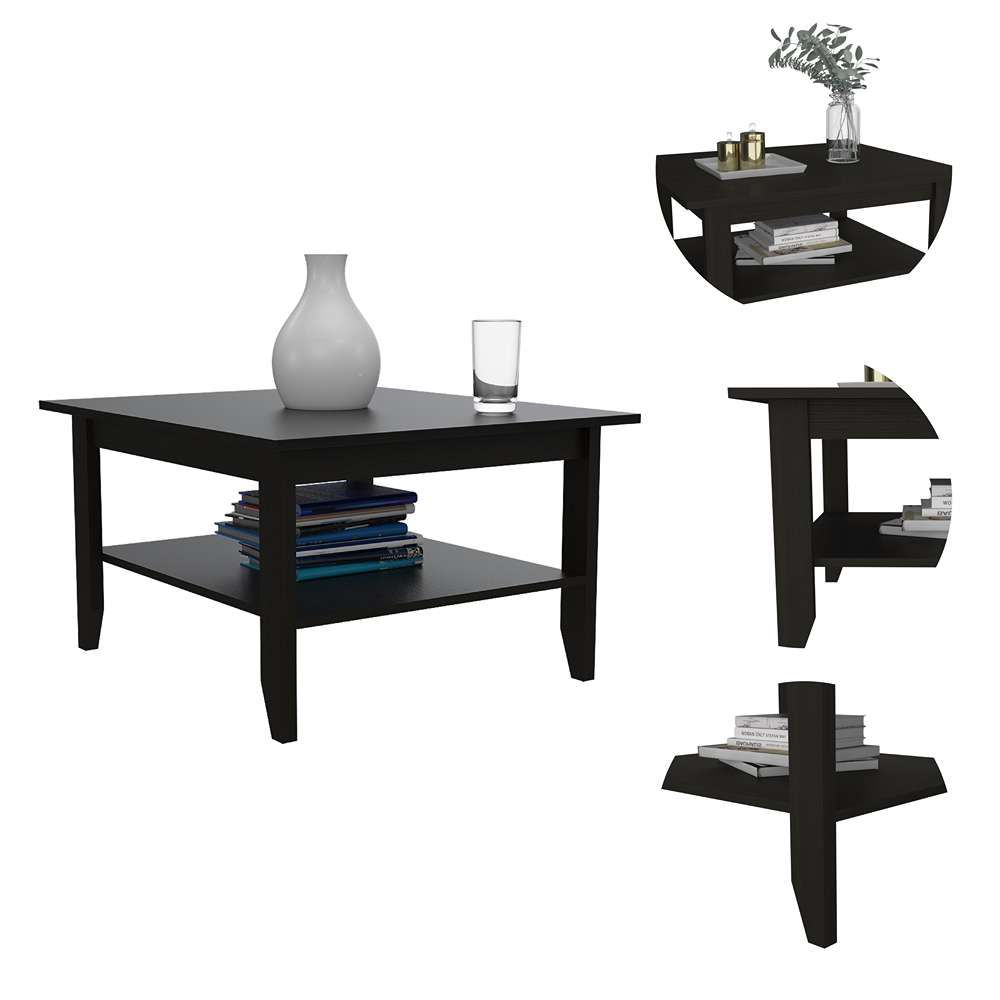 Mesa de Centro Essential Plus Wengue 80x45cm Rectangular con Patas y con Compartimientos - Mesas | Bylmo