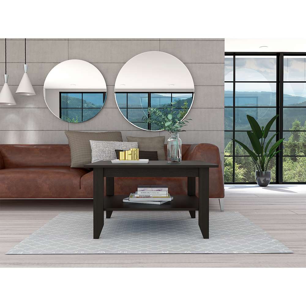Mesa de Centro Essential Plus Wengue 80x45cm Rectangular con Patas y con Compartimientos - Mesas | Bylmo