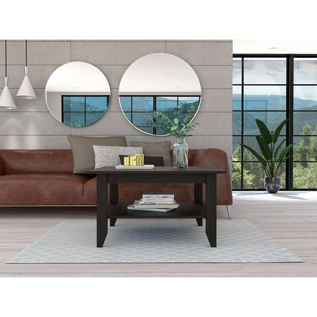 Mesa de Centro Essential Plus Wengue 80x45cm Rectangular con Patas y con Compartimientos - Mesas | Bylmo