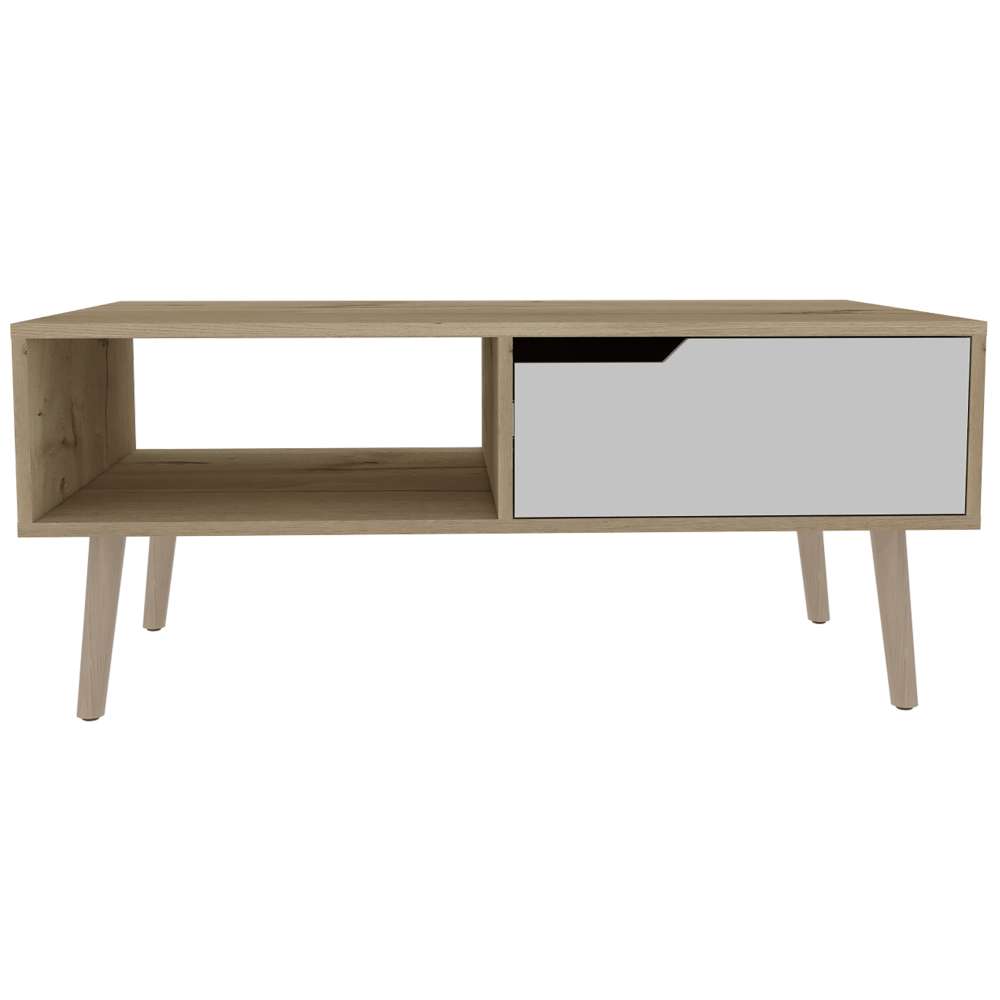 Mesa Oslo Duna y Blanco 100 cm con Un Cajón - Mesas | Bylmo