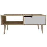 Mesa Oslo Duna y Blanco 100 cm con Un Cajón - Mesas | Bylmo