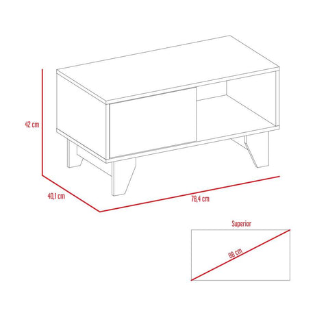 Mesa de Centro Portanova Habano 78.5x42cm Rectangular con Patas y con Compartimientos - Mesas | Bylmo