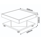 Mesa de Centro Pino y Blanco 63x33.5cm Cuadrado Con Ruedas - Mesas | Bylmo