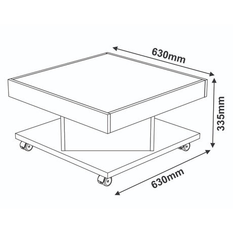 Mesa de Centro Pino y Blanco 63x33.5cm Cuadrado Con Ruedas - Mesas | Bylmo