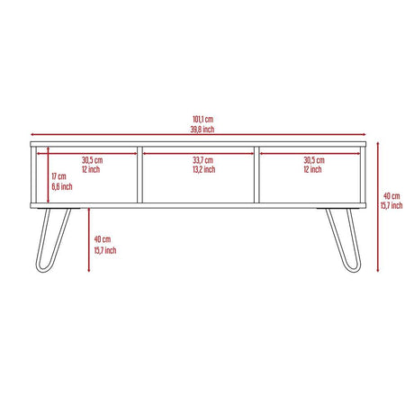 Mesa de Centro Vassel Expreso 101.1x40cm Rectangular con Patas y con Compartimientos - Mesas | Bylmo