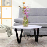 Mesa de Centro Vitory Blanco 60x36cm Circular con Patas Metálicas - Mesas | Bylmo