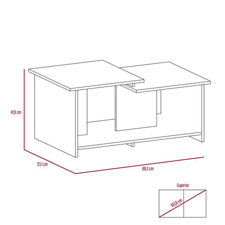 Mesa de Centro Wema Coñac 89.3x41.6cm Rectangular y con Compartimientos - Mesas | Bylmo