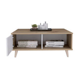 Mesa Alina Duna y Blanco 95 cm con Una Puerta - Mesas | Bylmo