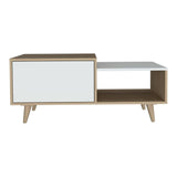 Mesa de Centro Bora Rovere y Blanco 100x43cm Rectangular Con Patas - Mesas | Bylmo