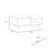 Mesa de Centro Bora Rovere y Blanco 100x43cm Rectangular Con Patas - Mesas | Bylmo
