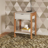 Mesa Alicante Blanco y Almendra 39 cm con Un Cajón - Mesas de Noche | Bylmo