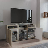Mesa para TV Urban Ceniza 140x70cm Para TV Hasta 60 Pulgadas con Dos Cajones y con Patas - Muebles de TV | Bylmo