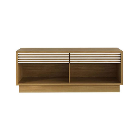 Rack de TV Ceuta Blanco Apagado y Blanco Natural 150x59.1cm Para TV Hasta 65 Pulgadas con Dos Cajones - Muebles para TV | Bylmo