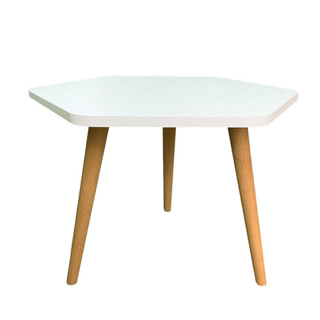 Mesa de Centro Turku Blanco 60x40cm Hexagonal con Patas - Mesas | Bylmo