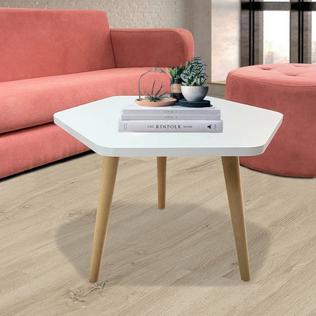 Mesa de Centro Turku Blanco 60x40cm Hexagonal con Patas - Mesas | Bylmo