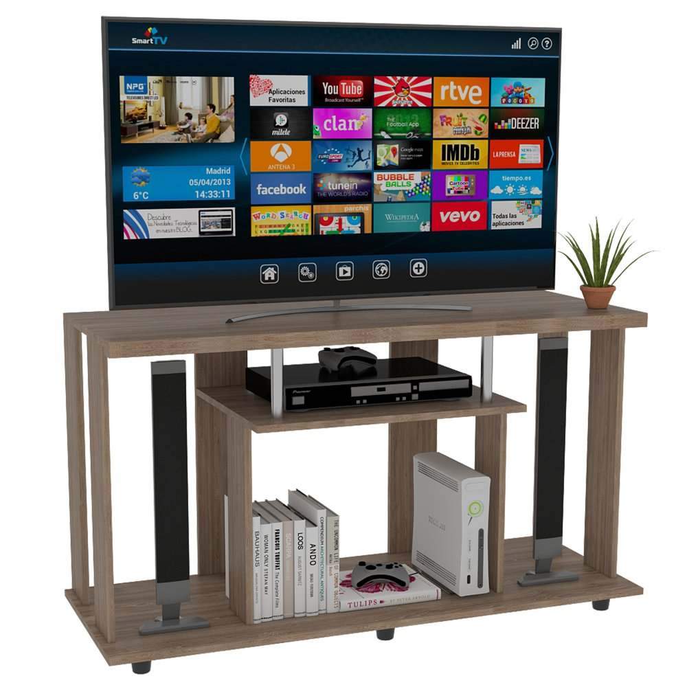 Mesa para TV Lannes Miel 120.9x67cm Para TV Hasta 50 Pulgadas sin Cajones y con Patas - Muebles para TV | Bylmo