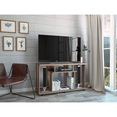 Mesa para TV Lannes Miel 120.9x67cm Para TV Hasta 50 Pulgadas sin Cajones y con Patas - Muebles para TV | Bylmo