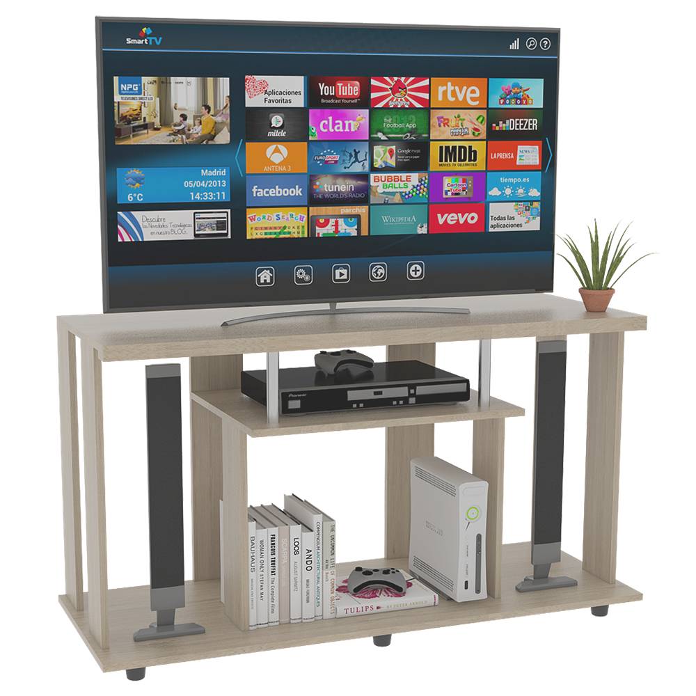 Mesa para TV Lannes Rovere 120.9x67cm Para TV Hasta 55 Pulgadas sin Cajones y con Patas - Muebles para TV | Bylmo
