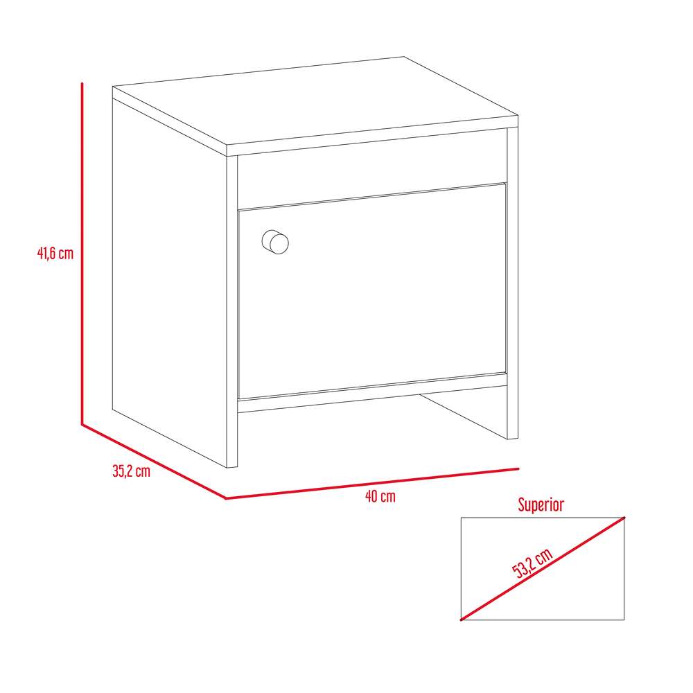Mesa de Noche Colore Macadamia 40x41.6cm con Una Puerta - Mesas de Noche | Bylmo