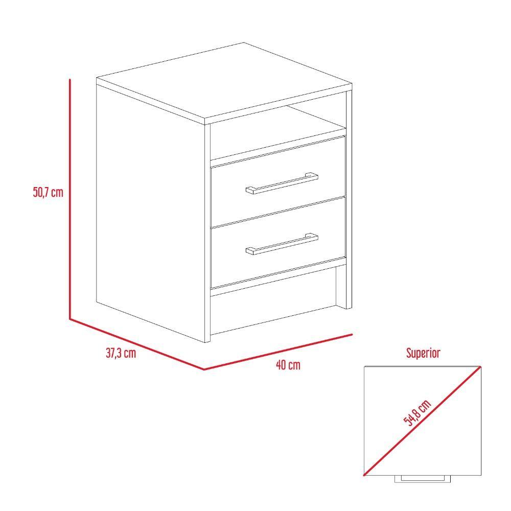 Mesa de Noche Eter Rovere y Blanco 40x50.7cm con Dos Cajones y con Un Compartimiento - Mesas de Noche | Bylmo