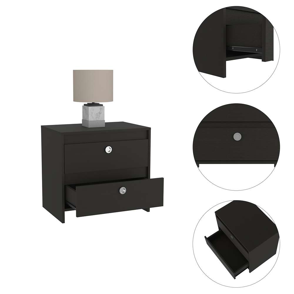 Mesa de Noche Idaly Wengue 60 cm con Dos Cajones - Mesas de Noche | Bylmo