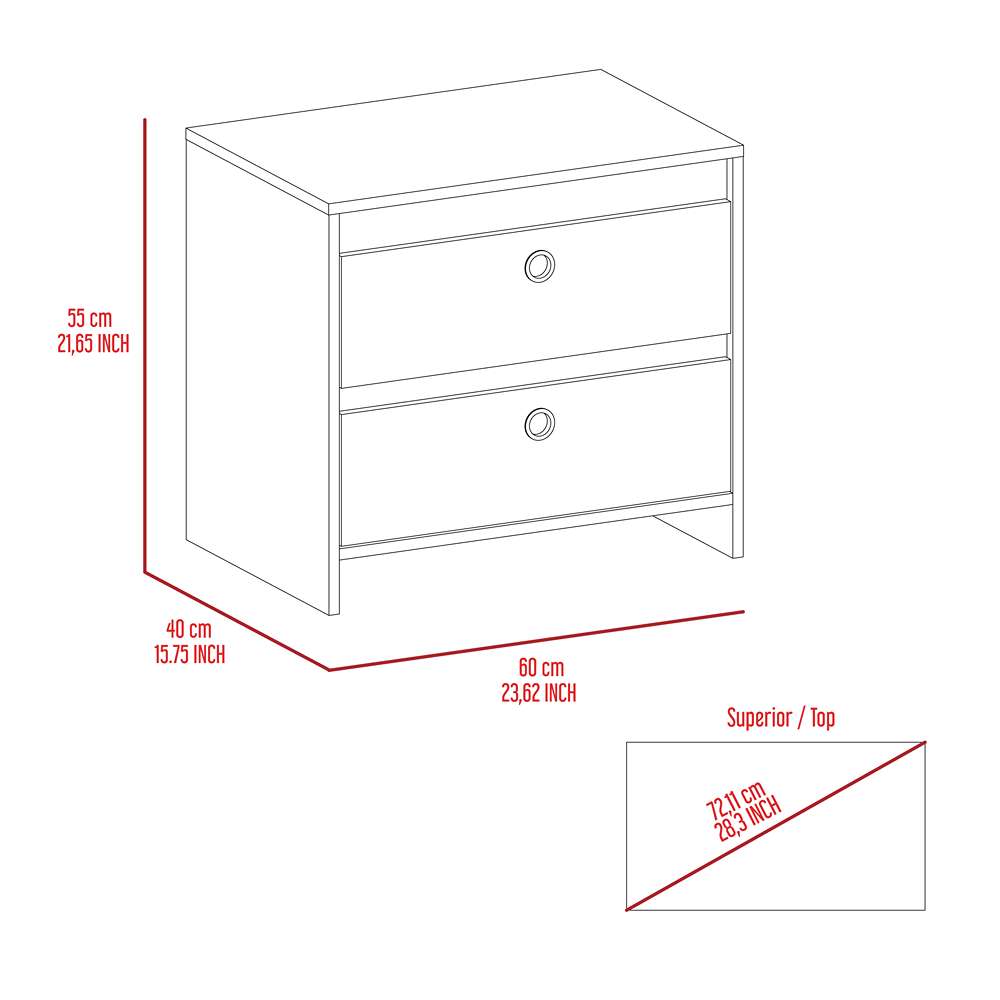 Mesa de Noche Idaly Wengue 60 cm con Dos Cajones - Mesas de Noche | Bylmo