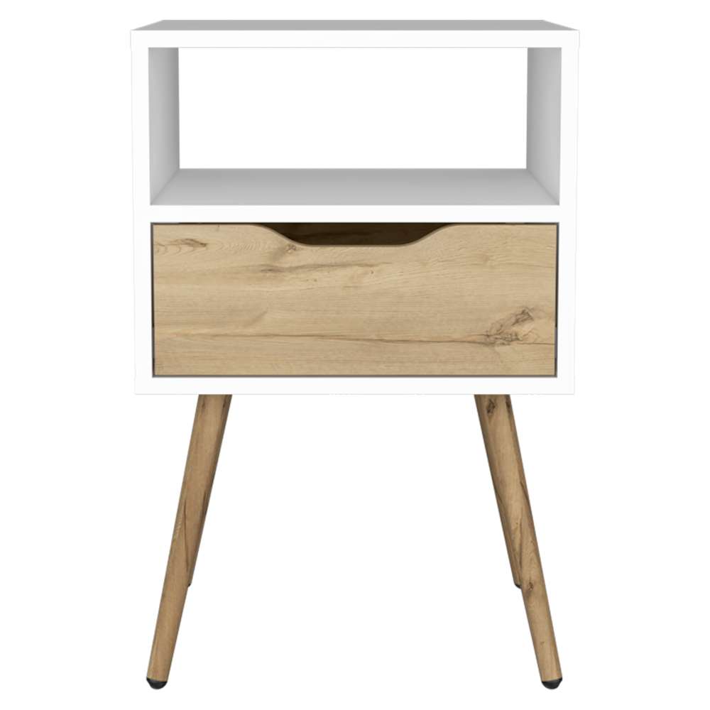 Mesa de Noche Otom Duna y Blanco 40 cm con Un Cajón - Mesas de Noche | Bylmo
